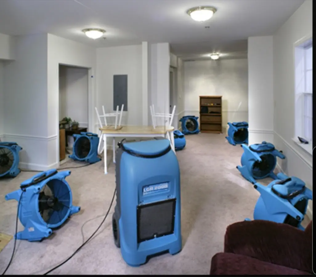 Air movers and dehumidifier setup for Water Extraction & Removal in Scappoose