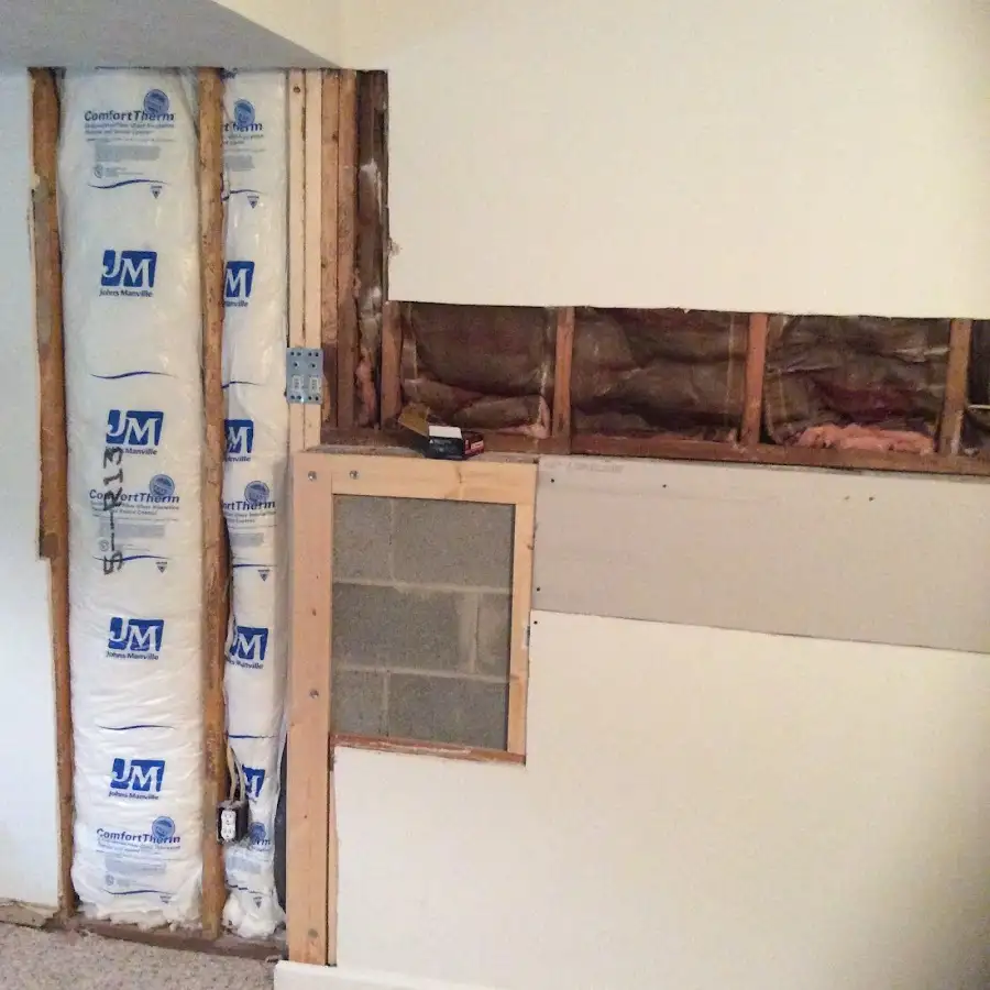 Wall insulation replacement during Basement Flood Cleanup in Scappoose